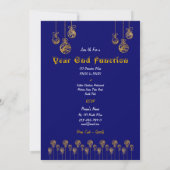 Moderne, blaue goldene Weihnachtsbäume Einladung (Rückseite)