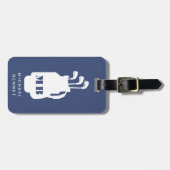 Moderne blaue Golf-Sport-Monogramm Gepäckanhänger (Vorderseite horizontal)