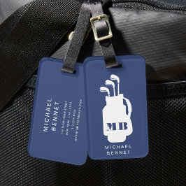 Moderne blaue Golf-Sport-Monogramm Gepäckanhänger