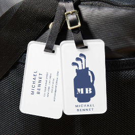 Moderne blaue Golf-Sport-Monogramm Gepäckanhänger