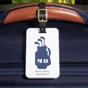 Moderne blaue Golf-Sport-Monogramm Gepäckanhänger