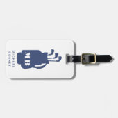 Moderne blaue Golf-Sport-Monogramm Gepäckanhänger (Vorderseite horizontal)