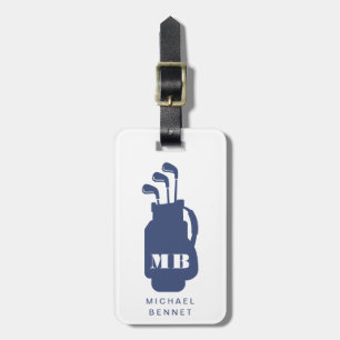 Moderne blaue Golf-Sport-Monogramm Gepäckanhänger