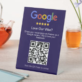 Moderne blaue Google-Bewertungs-Custom-QR-Code Sockelschild (In Situ)