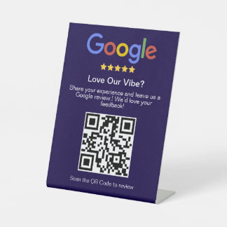 Moderne blaue Google-Bewertungs-Custom-QR-Code Sockelschild