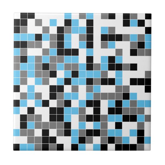 Moderne, blaue, graue geometrische Keramik Tile Fliese (Vorderseite)