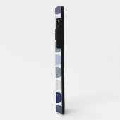 moderne blaue graue Punkte-Muster-Monogramm Case-Mate iPhone Hülle (Hinten/Links)