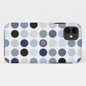 moderne blaue graue Punkte-Muster-Monogramm Case-Mate iPhone Hülle (Rückseite (Horizontal))