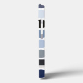 moderne blaue graue Punkte-Muster-Monogramm Case-Mate iPhone Hülle (Rückseite / Links)