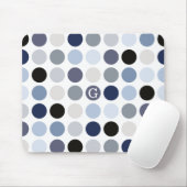 moderne blaue graue Punkte-Muster-Monogramm Mousepad (Mit Mouse)