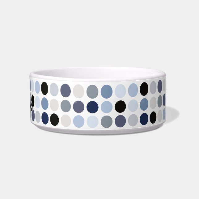 moderne blaue graue Punkte-Muster-Monogramm Napf (Rechts)