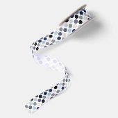 moderne blaue graue Punkte-Muster-Monogramm Satinband (Rückseite)