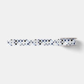 moderne blaue graue Punkte-Muster-Monogramm Satinband (Vorderseite)
