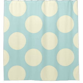 Moderne blaue, große Polka-Punkte Duschvorhang