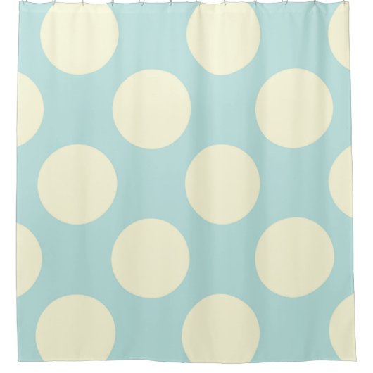 Moderne blaue, große Polka-Punkte Duschvorhang (Vorderseite)