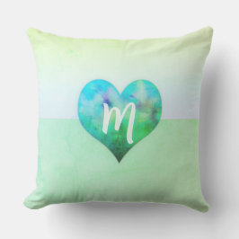Moderne blaue grüne Grunge-Herzen mit individuelle Kissen
