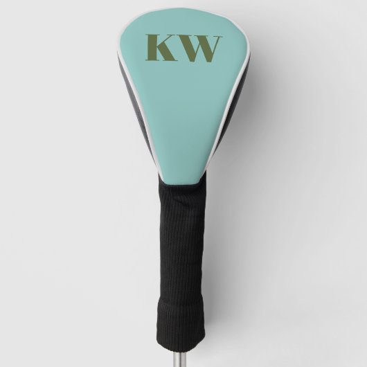 Moderne blaue grüne Monogrammanfänge personalisier Golf Headcover (Vorderseite)