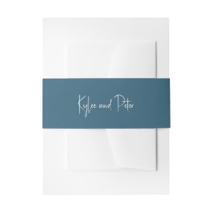 Moderne Blaue Handschrift Elegante Hochzeit Einladungsbanderole