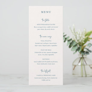 Moderne Blaue Handschrift Elegante Hochzeit Menükarte