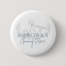 Moderne blaue Hausreinigungs- und Haushaltshilfese Button