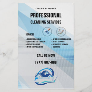 Moderne blaue Hausreinigungsservice-Hausreinigung Flyer