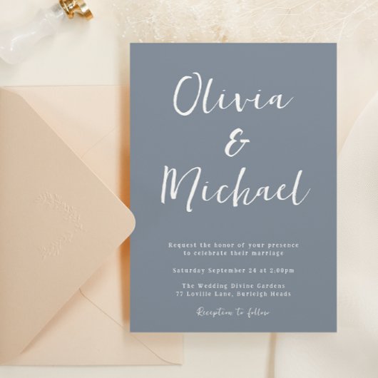 Moderne Blaue Hochzeit Einladung