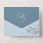 Moderne Blaue Hochzeit mit Perforation UAWG All In One Einladung (Rückseite)