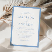 Moderne blaue Hochzeit mit Rahmen Einladung