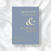 Moderne blaue Hochzeit rettet das Datum Gold Folieneinladung