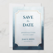 Moderne Blaue Hochzeit Save The Date (Vorderseite)