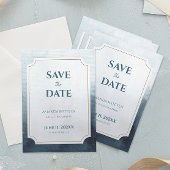 Moderne Blaue Hochzeit Save The Date