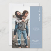Moderne blaue Hochzeit spart das Datum Save The Date (Vorderseite)