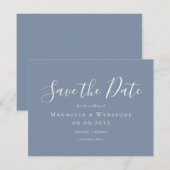 Moderne blaue Hochzeit spart das Datum Save The Date (Vorne/Hinten)