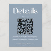 Moderne, blaue Hochzeitdetails QR-Code Begleitkarte (Vorderseite)