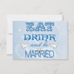 Moderne blaue Hochzeits-RSVP Einladung