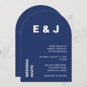 Moderne blaue Hochzeitseinladung Einladung (Vorne/Hinten)