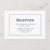 Moderne blaue Hochzeitsempfehlung Begleitkarte (Vorderseite)