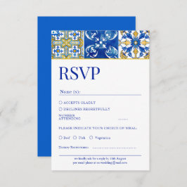 Moderne blaue Hochzeitskarte für den Mittelmeersom RSVP Karte
