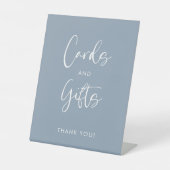 Moderne blaue Hochzeitskarten und Geschenke Sockelschild (Vorderseite)