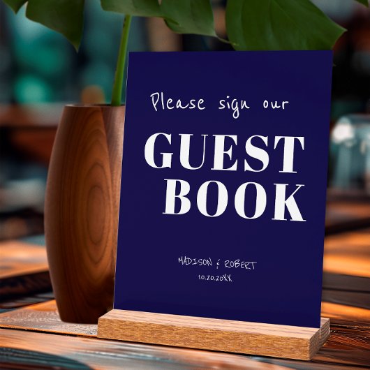 Moderne blaue Hochzeitssache - unser Gästebuch Acrylschild