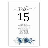 moderne blaue Hochzeitssemble-Tischnummer Tischnummer (Rückseite)
