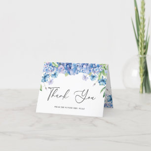 Moderne blaue Hortensien-Blumen-Brautparty Dankeskarte