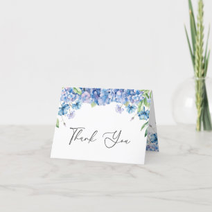 Moderne blaue Hortensien-Blumen-Brautparty Dankeskarte