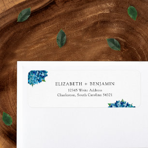 Moderne Blaue Hortensien Hochzeit RSVP Rücksendead