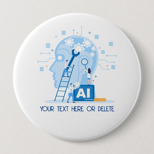 Moderne blaue Illustration der künstlichen Intelli Button (Vorderseite)