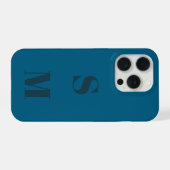 Moderne blaue initiale minimal zeitgenössisch iPhone hülle (Rückseite (Horizontal))