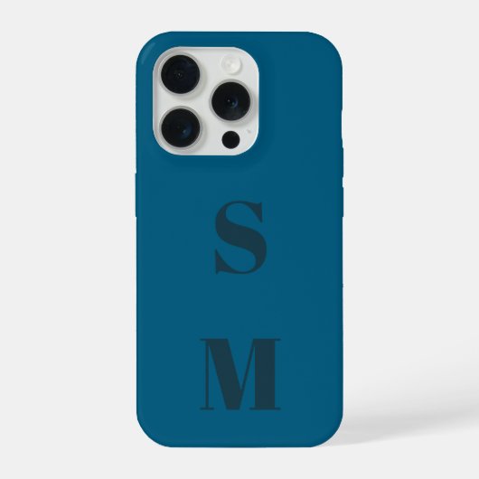 Moderne blaue initiale minimal zeitgenössisch iPhone hülle (Rückseite)