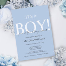 Moderne Blaue 'It's a Boy'-Typografie-Baby-Party