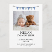 Moderne Blaue Jagdflagge Geburtsankündigung Postkarte (Vorderseite)