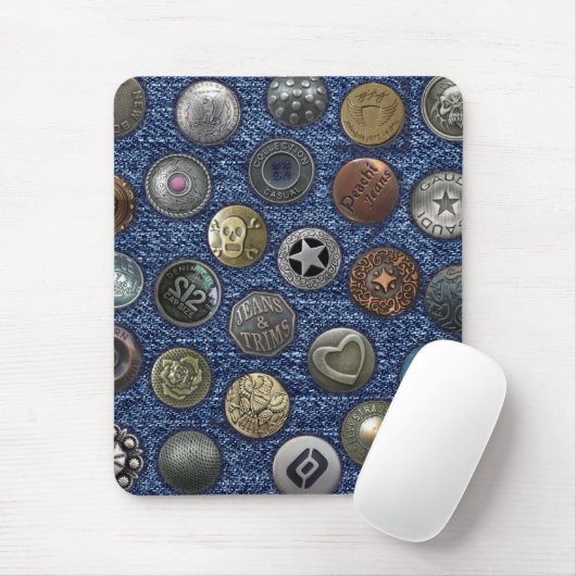 Moderne, blaue Jeans mit Knöpfen Mousepad (Mit Mouse)